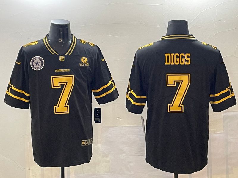 Men Dallas Cowboys #7 Diggs Black Gold 2024 Nike Limited NFL Jersey style 01081->dallas cowboys->NFL Jersey